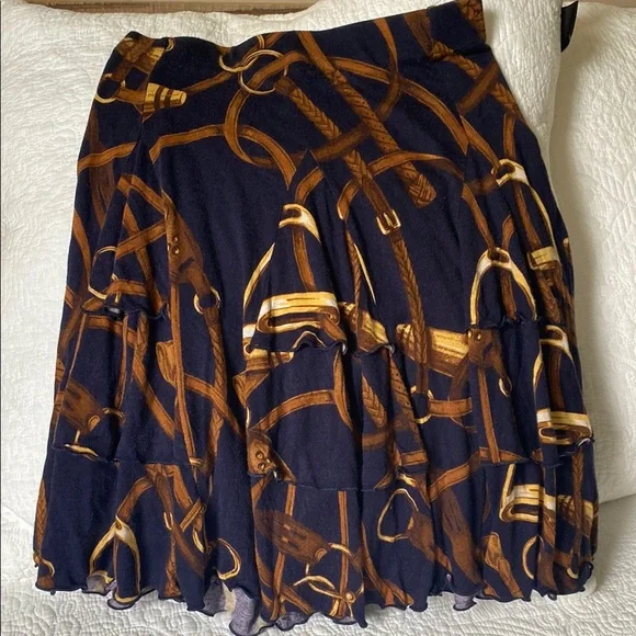 Ralph Lauren Blue and Gold Bubble Skirt Knee-Length Cocktail - Picture 3 of 12